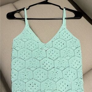 American Eagle Outfitters Light Green Crochet Camisole